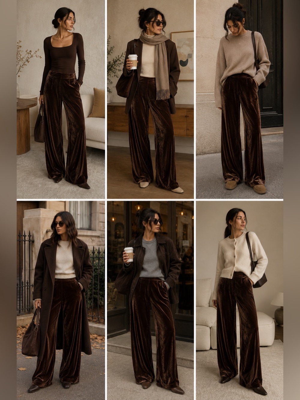 Anthropologie Tilda Velvet Wide Leg Pants XXS Cocoa Brown Holiday - Picture 2 of 16